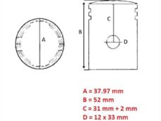 Zuiger Simson S51/KR51 1/2 (2-RINGEN) (ALU) 37.97 - Barikit
