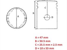 Zuiger Minarelli Horz/Vert (Toppf) (1 Ring) 47.00 - Barikit