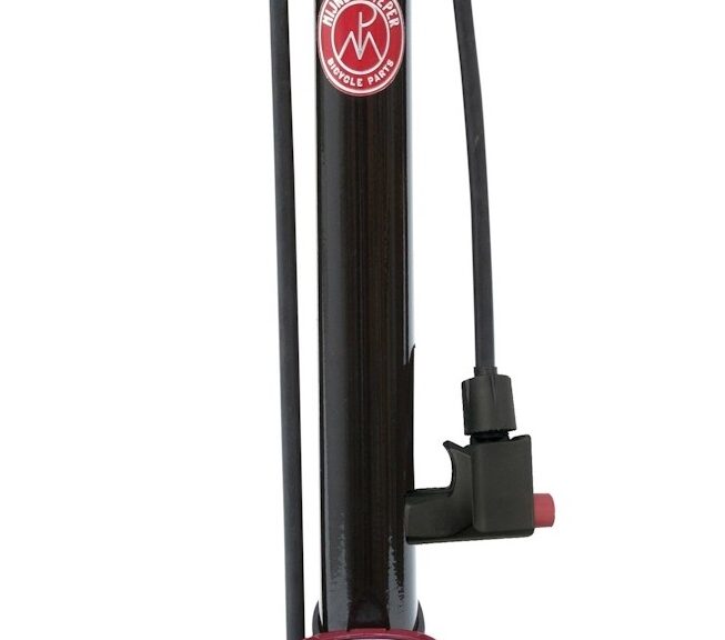 Fietspomp Around Retro Pressure met universele pompkop en nanometer - 165 PSI/ 11 Bar - zwart