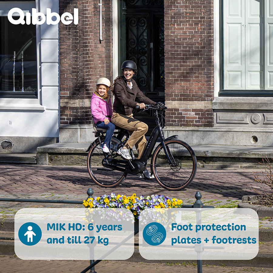 Kinderzitje achter Qibbel Junior 6+ - MIK HD - met voetsteun en beschermplaat - Graniet Grijs - Afbeelding 7