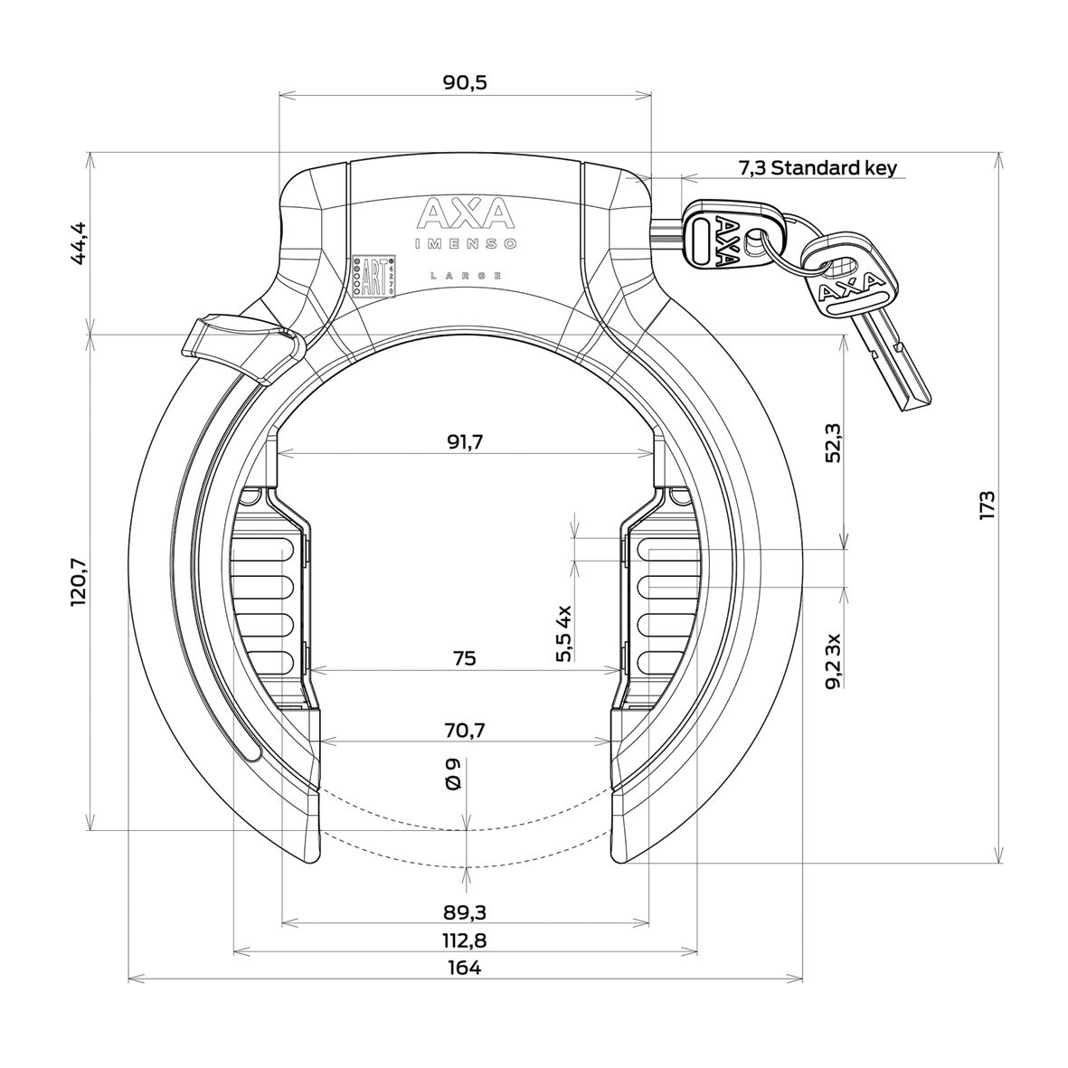 Ringslot Axa Imenso Large Retractable - zwart - Afbeelding 7