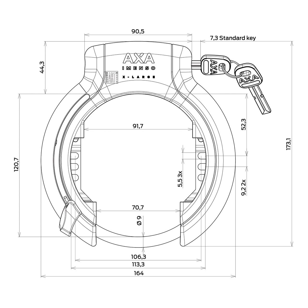 Ringslot Axa Imenso X Large Retractable - zwart - Afbeelding 3