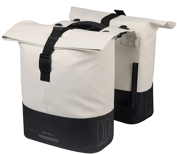 Dubbele fietstas Basil Cove MIK 28-32L 14 x 29 x 36 cm - wit/zwart