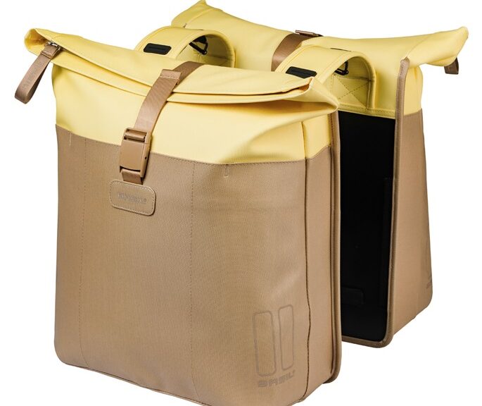 Dubbele fietstas Basil Vive 28-35L 14 x 30 x 38 cm - zand/geel