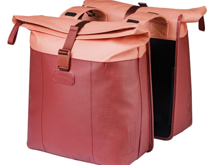 Dubbele fietstas Basil Vive 28-35L 14 x 30 x 38 cm - bordeaux/roze