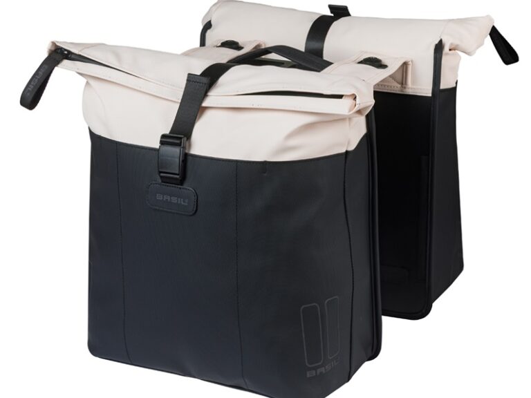 Dubbele fietstas Basil Vive MIK 28-35L 14 x 30 x 38 cm - wit/zwart