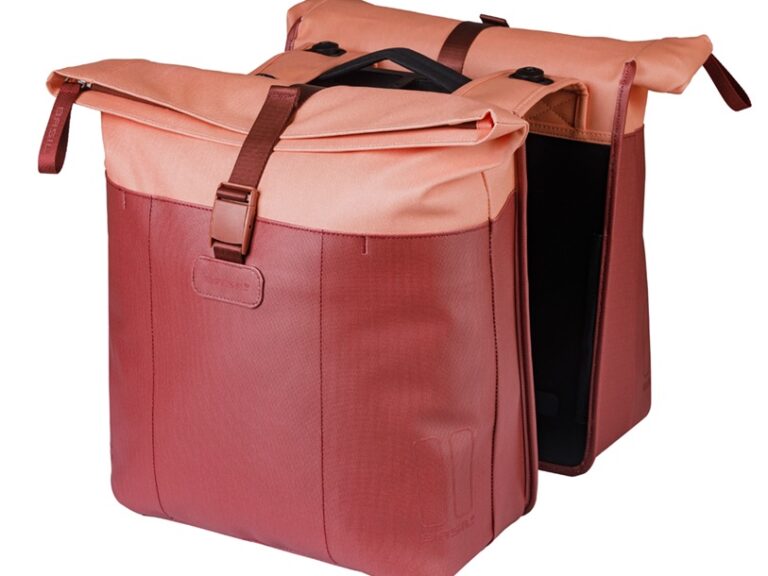 Dubbele fietstas Basil Vive MIK 28-35L 14 x 30 x 38 cm - bordeaux/roze