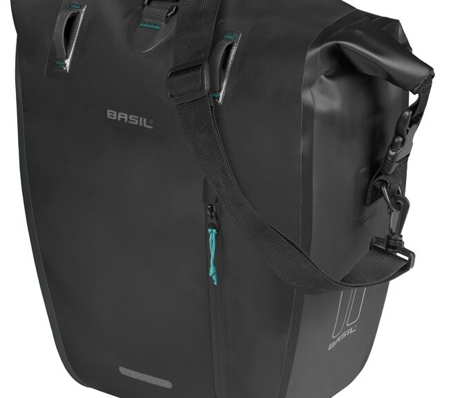 Enkele fietstas Basil Rivo L tarpaulin MIK 25-31L 14 x 28 x 43 cm - zwart