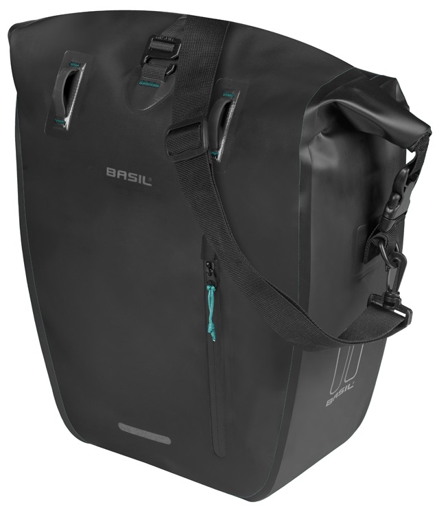 Enkele fietstas Basil Rivo L tarpaulin MIK 25-31L 14 x 28 x 43 cm - zwart