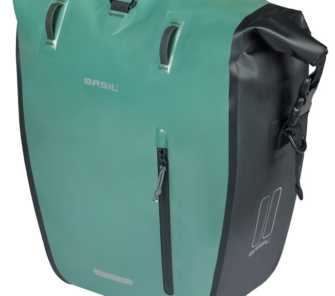 Enkele fietstas Basil Rivo L tarppaulin MIK 25-31L 14 x 28 x 43 cm - groen/zwart