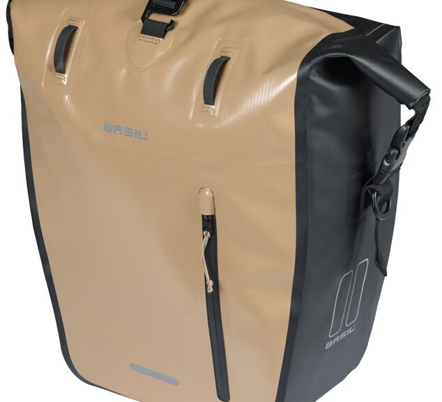 Enkele fietstas Basil Rivo L tarpaulin MIK 25-31L 14 x 28 x 43 cm - zand/zwart