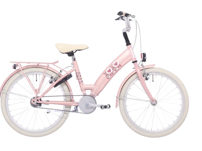 Kinderfiets Bikefun Lots of Love 20 inch met Remnaaf - Mahogany Roze