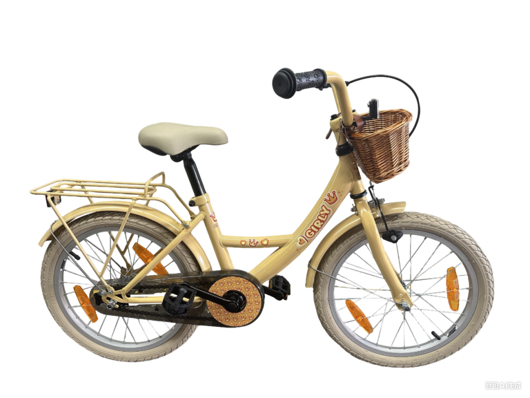 Kinderfiets Bikefun Girly 18 inch - met mandje en remnaaf - Goud
