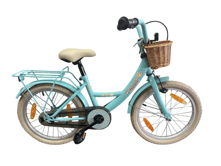 Kinderfiets Bikefun Girly 18 inch - met mandje en remnaaf - Blauw