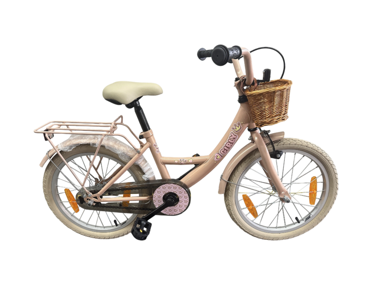 Kinderfiets Bikefun Girly 18 inch - met mandje en remnaaf - Roze
