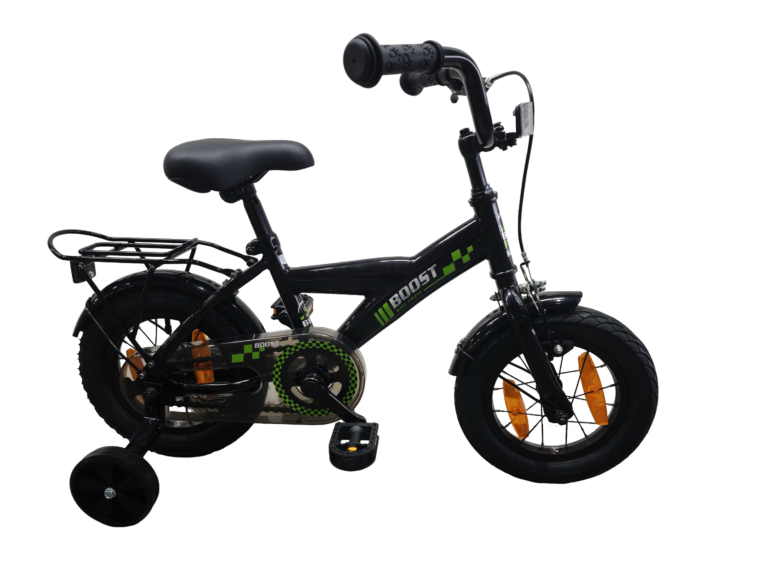 Kinderfiets Bikefun Boost 12 inch - met zijwieltjes en remnaaf - Zwart