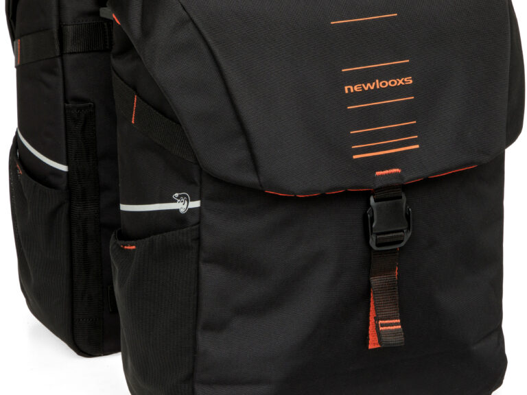 Dubbele fietstas New Looxs Vigo Double MIK 2.0 - 40 liter - 30 x 19 x 40 cm (2x) - Black-Orange