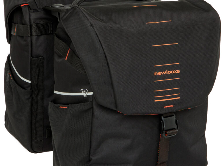 Dubbele fietstas New Looxs Vigo Double RackTime 2.0 - 40 liter - 30 x 19 x 40 cm (2x) - Black-Orange