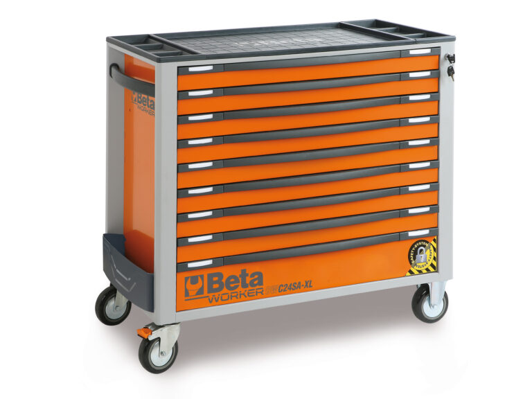 Beta Worker gereedschapswagen (oranje) met 9 laden en 716 delig assortiment
