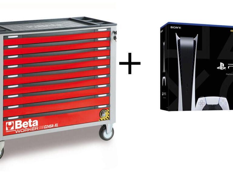 Beta Worker gereedschapswagen (rood) met 9 laden en 716 delig assortiment