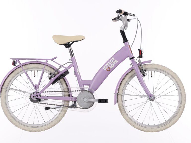 Kinderfiets Bikefun Lots of Love 20 inch met Remnaaf - Mat Lila/Violet