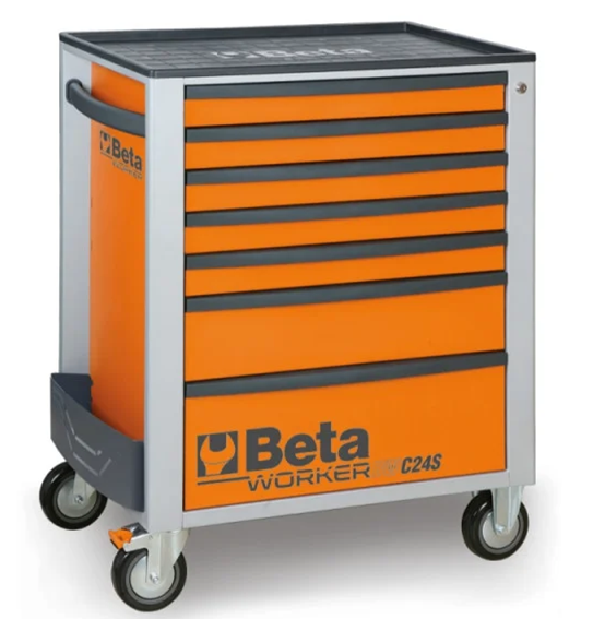 Gereedschapswagen (oranje) Beta Tools C24S met 7 laden en 240-delig assortiment gereedschappen