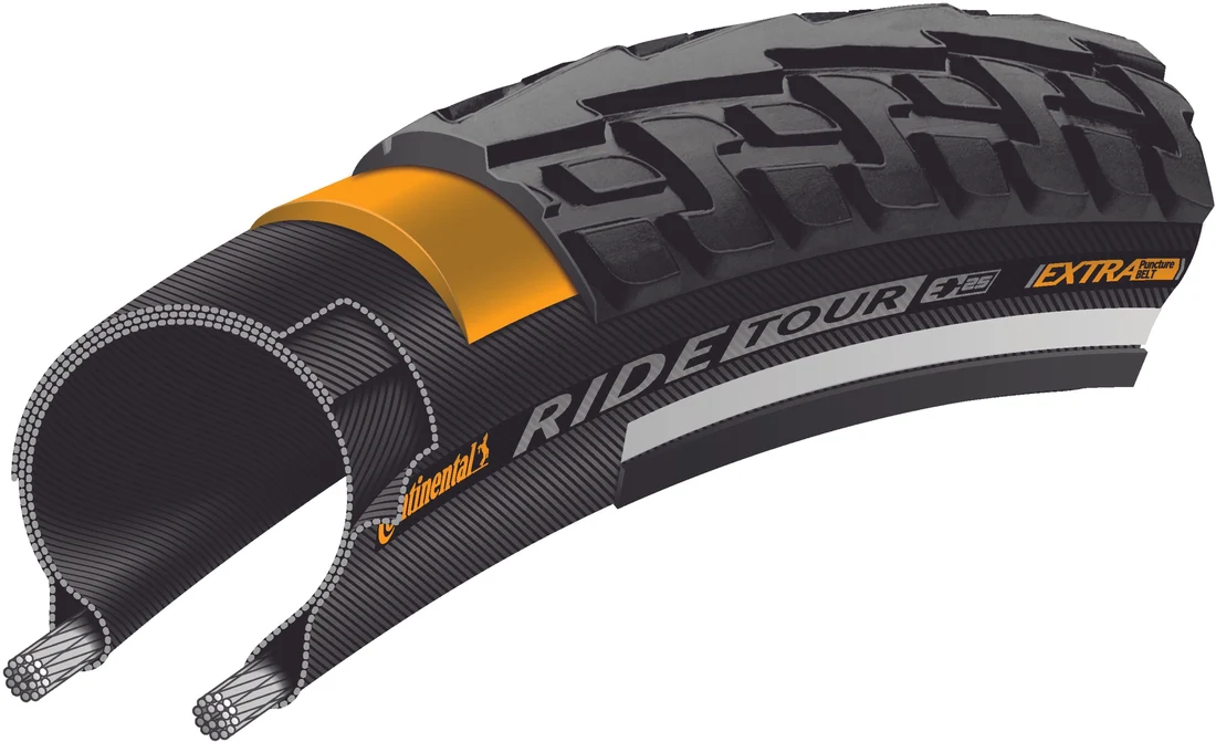 Buitenband Continental Ride Tour 24 x 1.75" / 47-507 - zwart met reflectie - Afbeelding 3