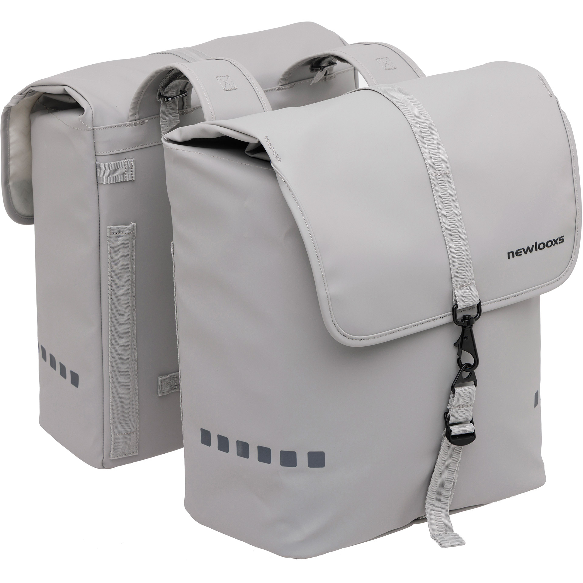 Dubbele fietstas New Looxs Odense 39 liter 34 x 16 x 38 cm (x2) - Lichtgrijs
