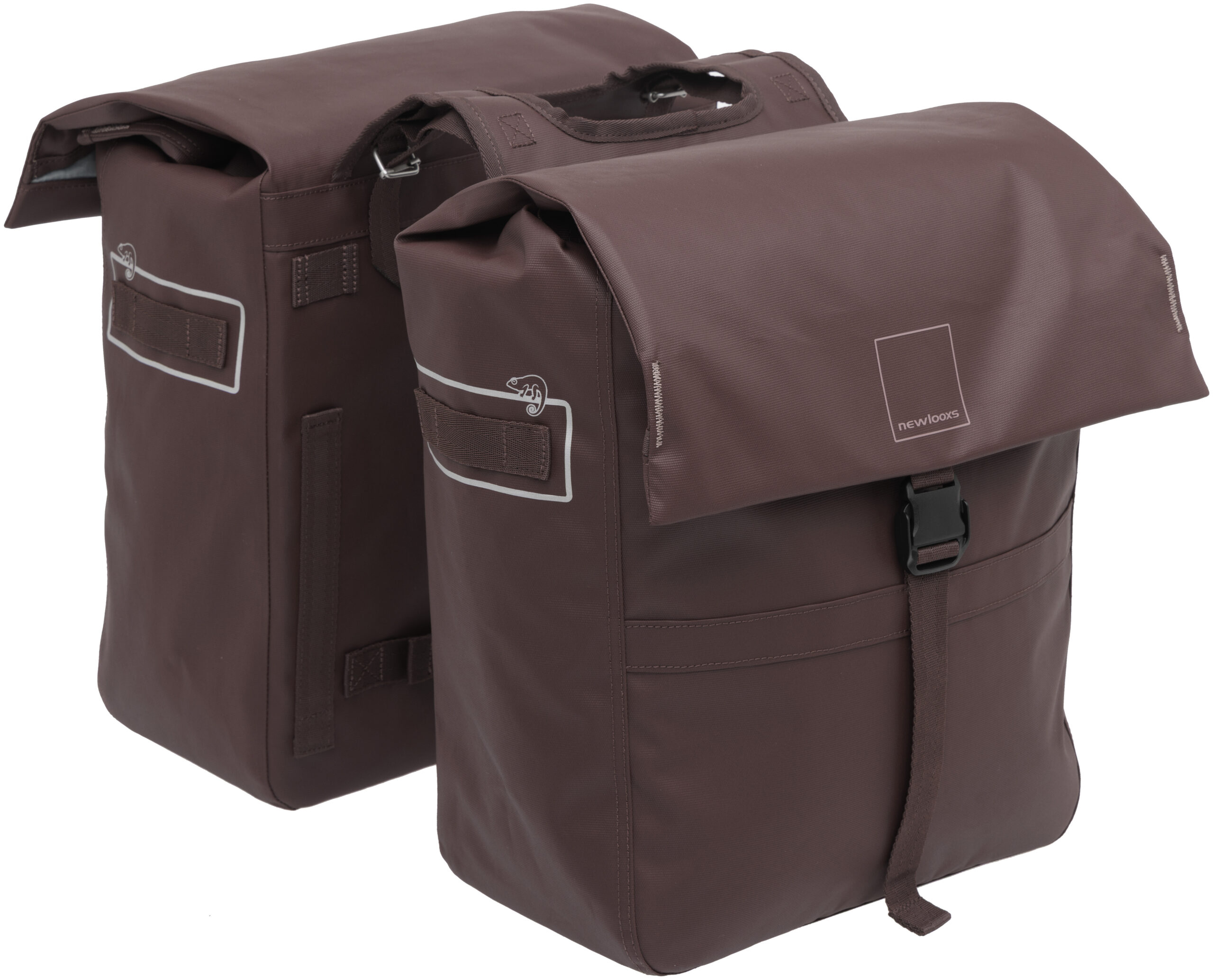 Dubbele fietstas New Looxs Leeds Double - 38 liter - 33 x 18 x 38 cm (2x) - Chocoladebruin