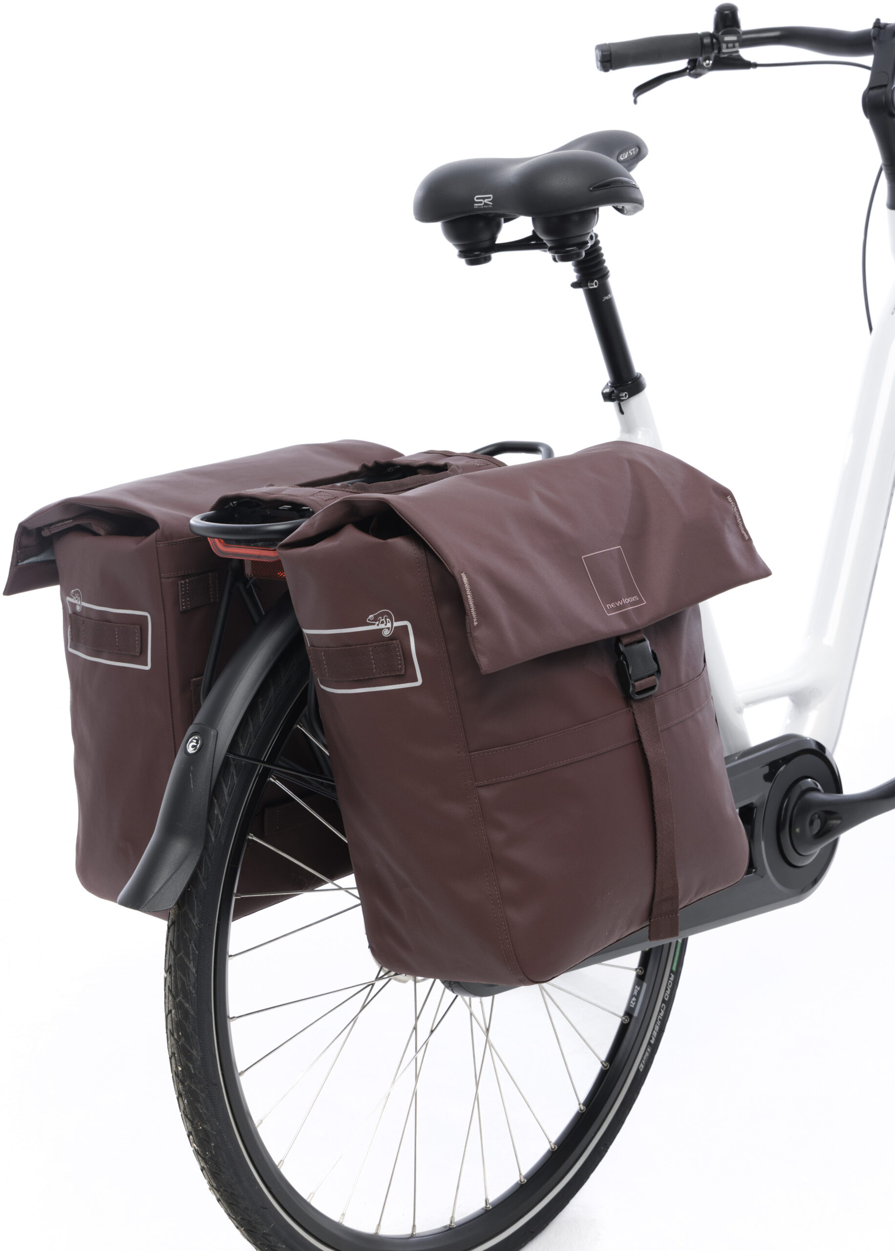 Dubbele fietstas New Looxs Leeds Double - 38 liter - 33 x 18 x 38 cm (2x) - Chocoladebruin - Afbeelding 4