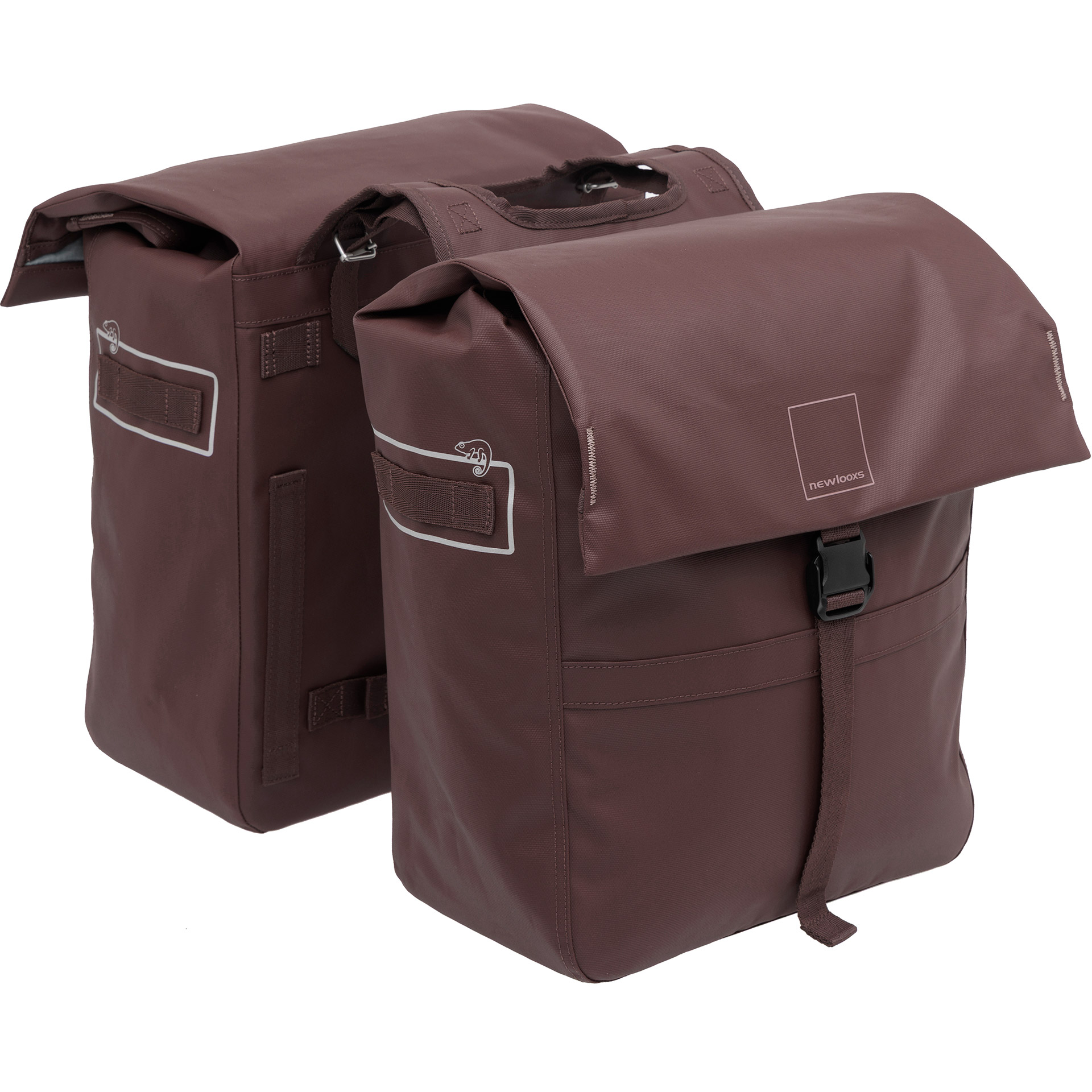 Dubbele fietstas New Looxs Leeds Double - 38 liter - 33 x 18 x 38 cm (2x) - Chocoladebruin