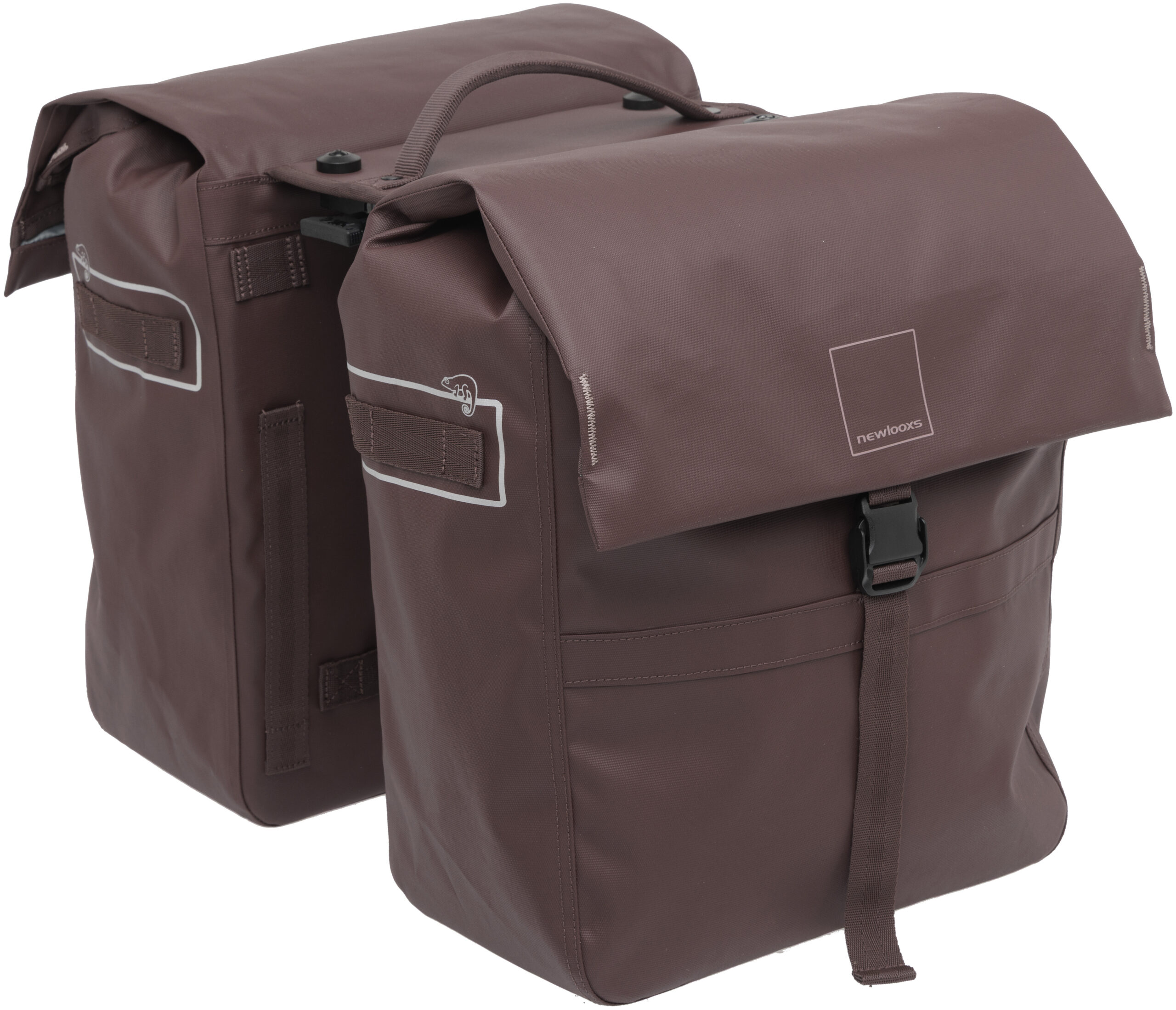 Dubbele fietstas New Looxs Leeds Double MIK 2.0 - 38 liter - 33 x 18 x 38 cm (2x) - Chocoladebruin