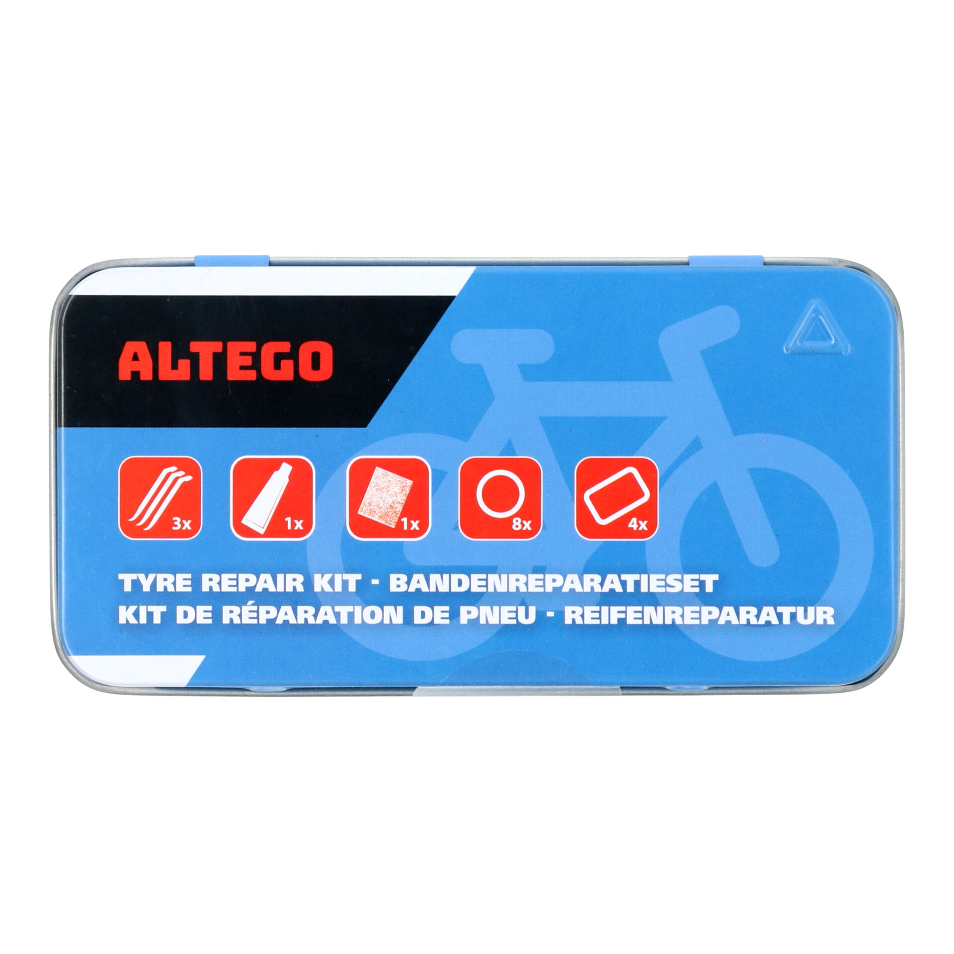 Reparatieset ALTEGO 17-delig voor fietsbanden - in metalen doos