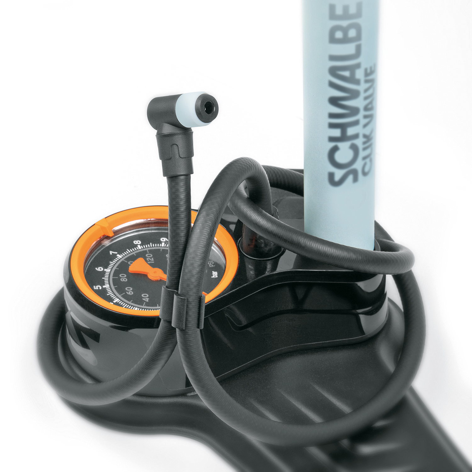 Vloerpomp SKS Air-X-Plorer Clik Valve 10.0, 10 bar - zwart/lichtblauw - Afbeelding 4