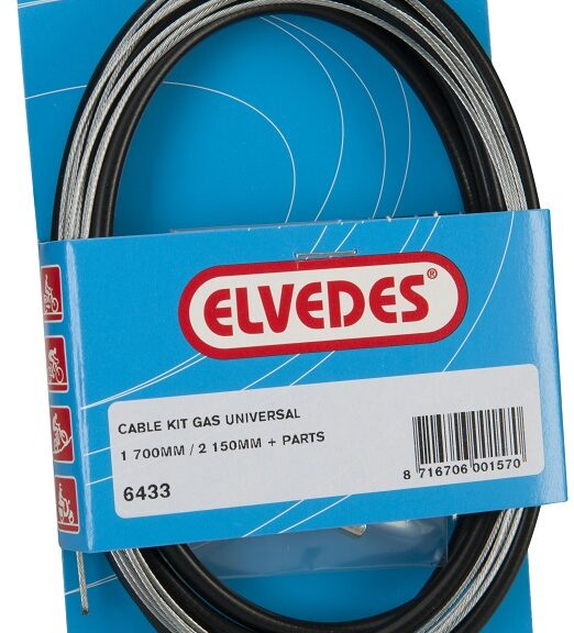 Gaskabel Elvedes universeel 1700mm / 2250mm verzinkt - zwart (op kaart)