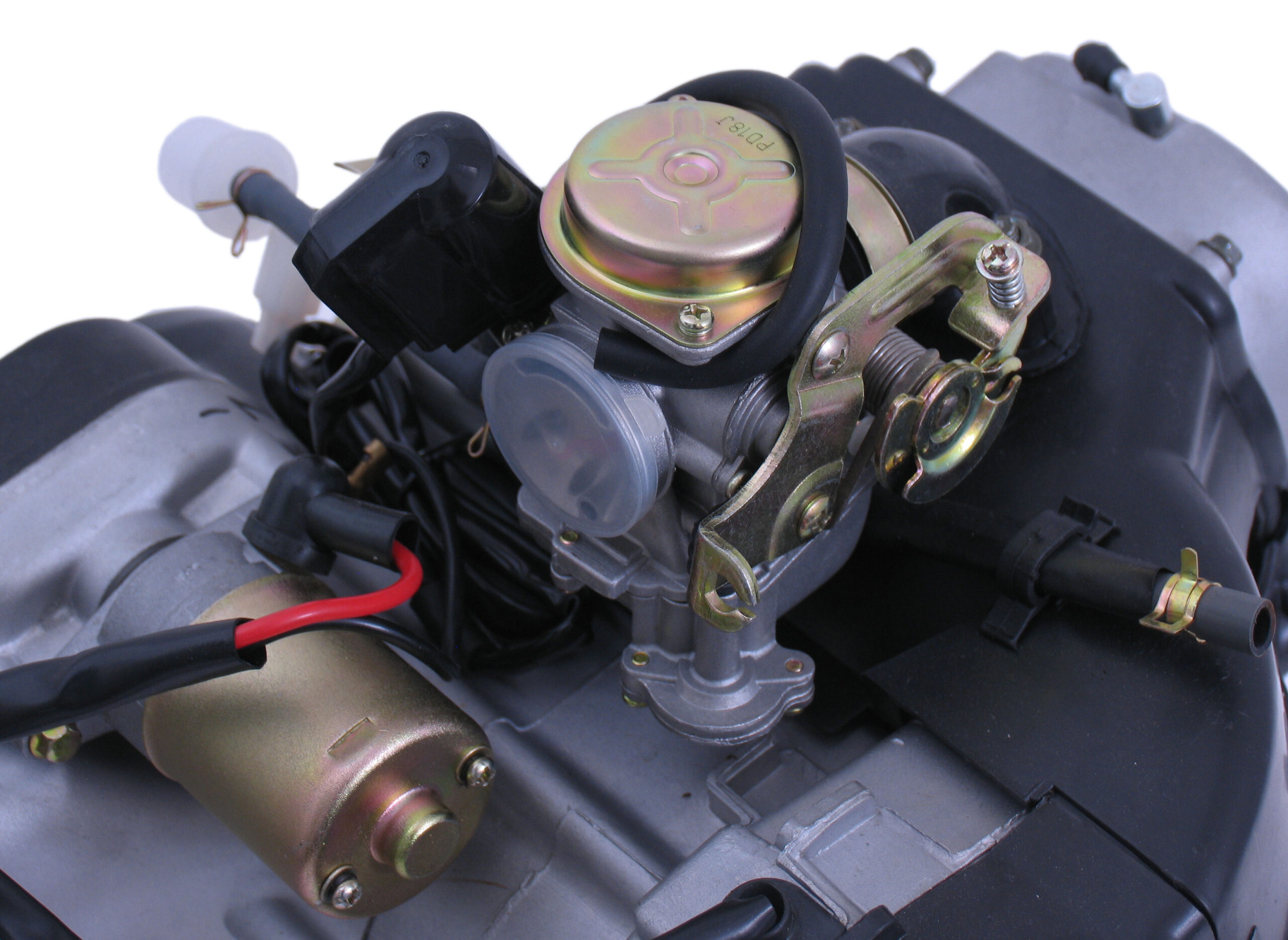 Motorblok compleet China scooter GY6 10 inch wiel met Lange achteras inclusief Carburateur - Afbeelding 2