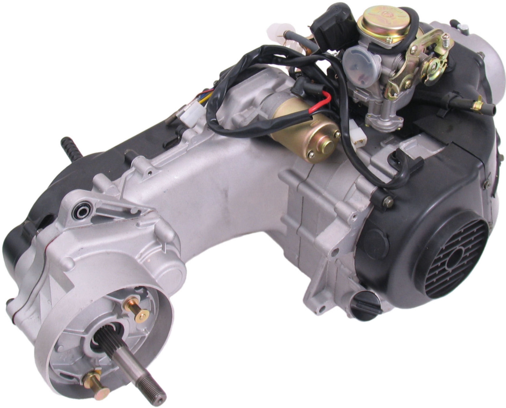 Motorblok compleet China scooter GY6 10 inch wiel met Korte achteras inclusief Carburateur - Afbeelding 5