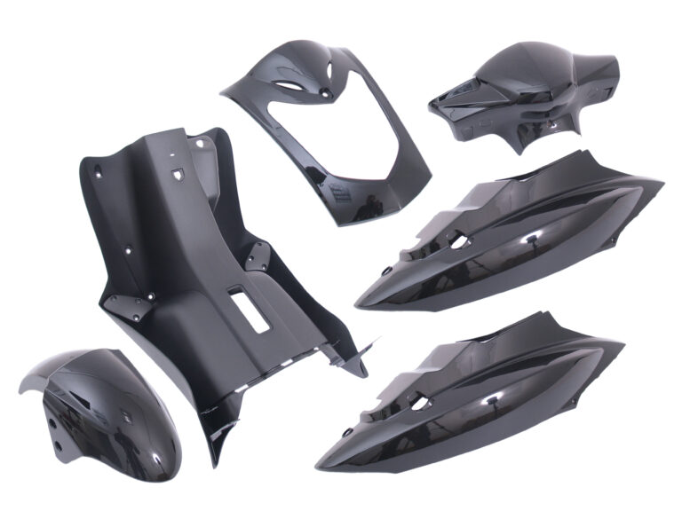 Plaatset 7-delig Edge voor Kymco Agility 10- en 12 inch met 2 persoons buddyseat aan 1 stuk - metallic zwart