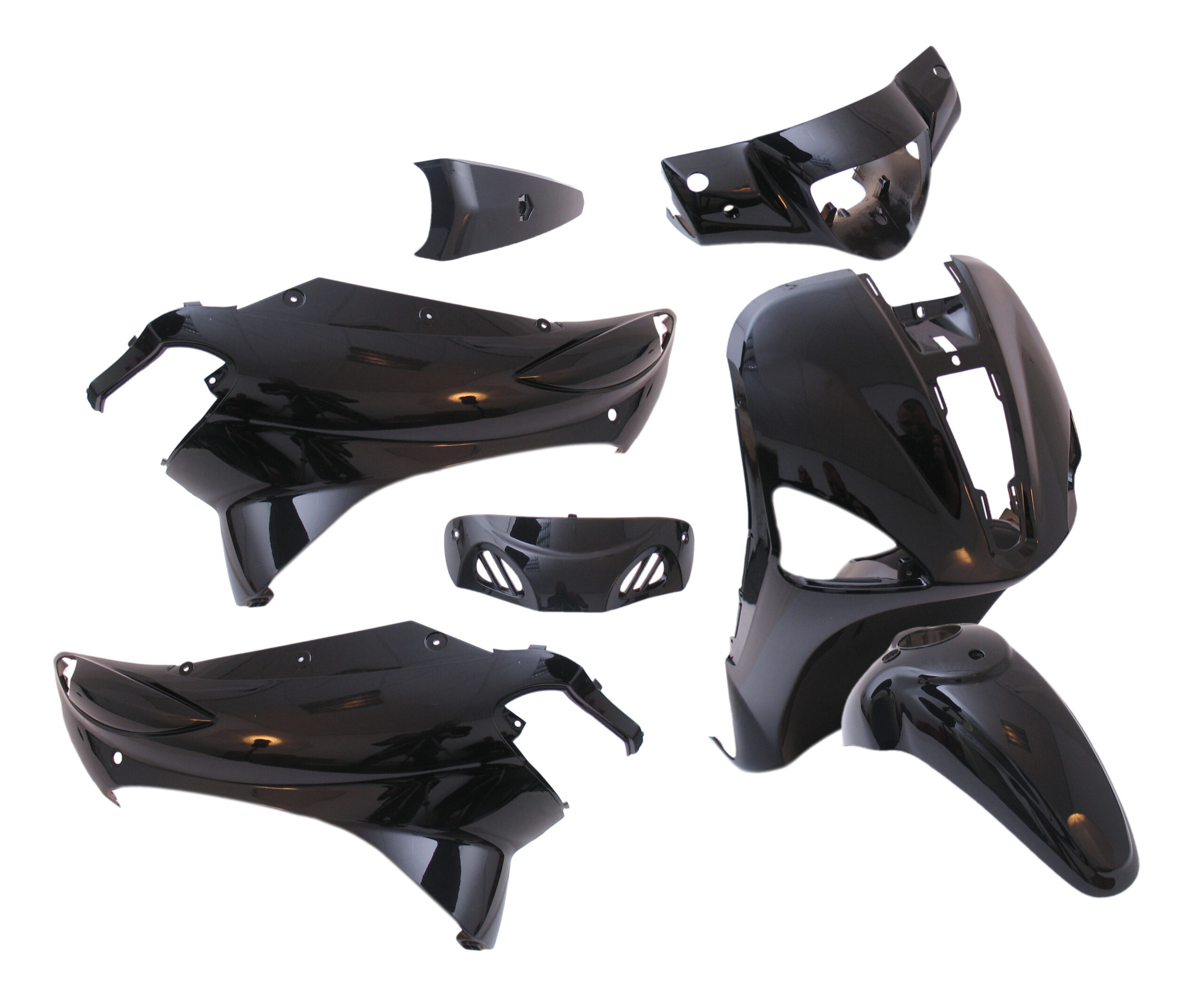 Plaatset 7-delig Edge voor Piaggio Liberty vanaf bouwjaar 2004 tot 2009 - metallic zwart