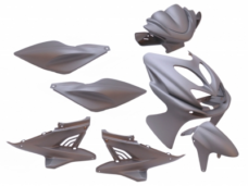 Plaatset 9-delig Edge voor Yamaha Aerox tot bouwjaar 2014 - mat grijs