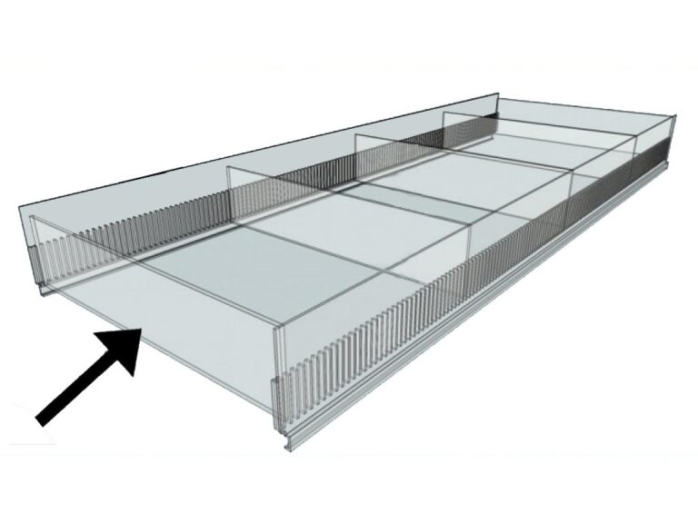 Legbordverdeler Perspex Tego Metall 34 x 7.5 cm voor 37 cm diepe plank