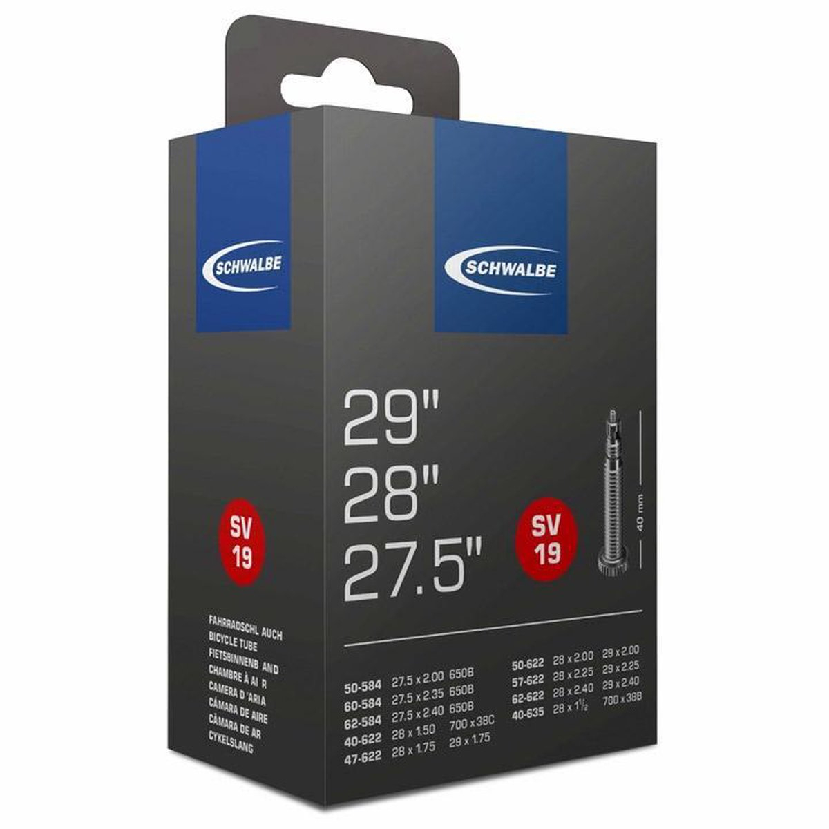 Binnenband Schwalbe SV19 Freeride 27.5 en 29" / 54/75-584/622 - 40mm ventiel
