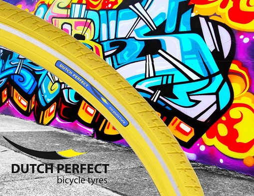 Buitenband Dutch Perfect 28 x 1.40" / 40-622mm anti-lek -  geel met reflectie