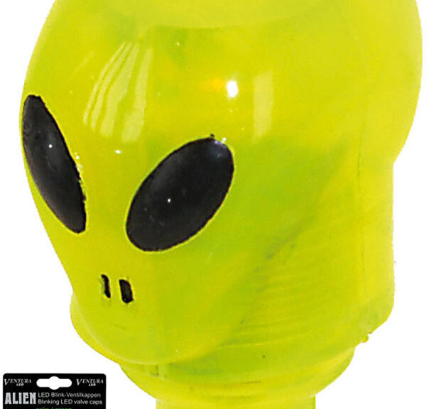 Ventieldop set 2x alien groen met led inclusief batterijen