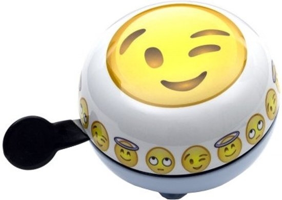 Fietsbel Ding-Dong Widek Emoticon Winking Face - wit/lichtblauw/geel (op kaart)