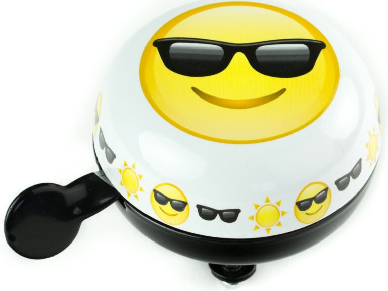Fietsbel Ding-Dong Widek Emoticon Sunglasses ø80mm - wit/zwart/geel (op kaart)