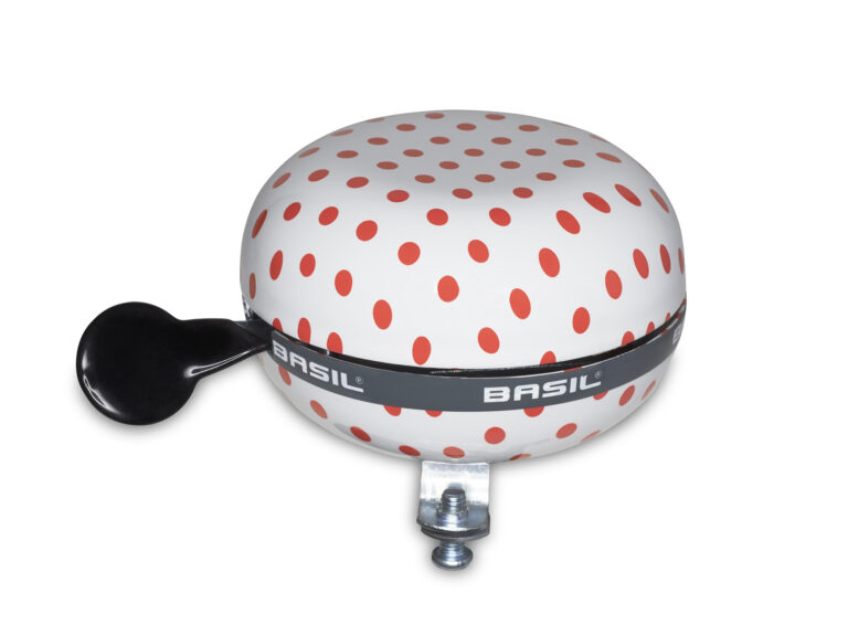 Fietsbel Ding-Dong Basil Polkadot ø80mm - wit/rood