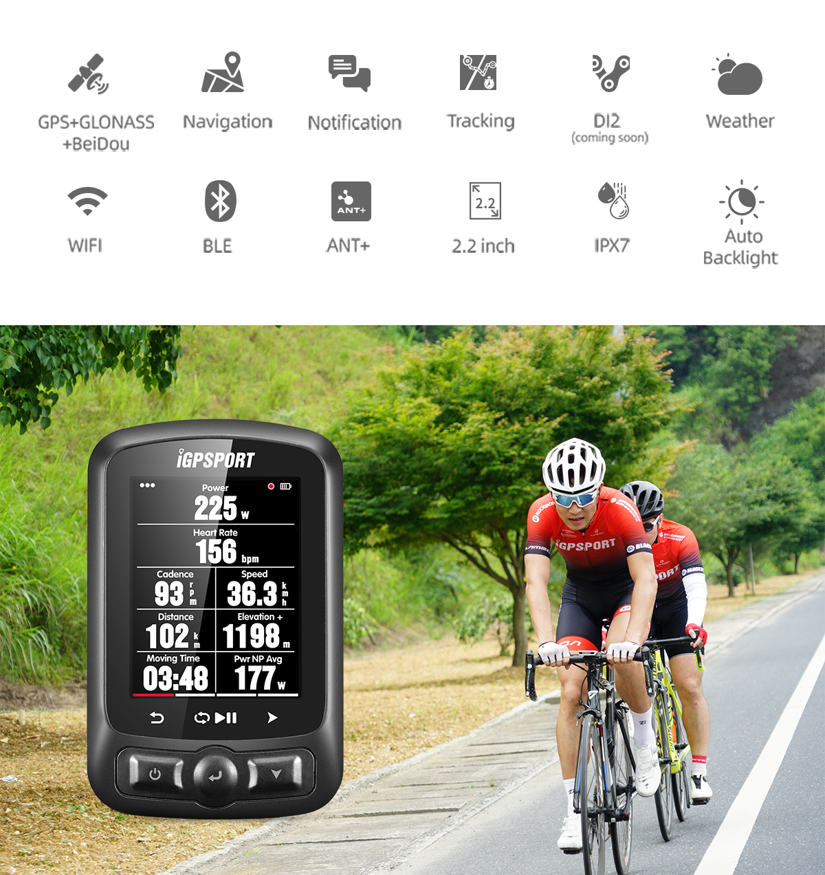 Fietscomputer / navigatie iGPSPORT iGS620 - Afbeelding 4