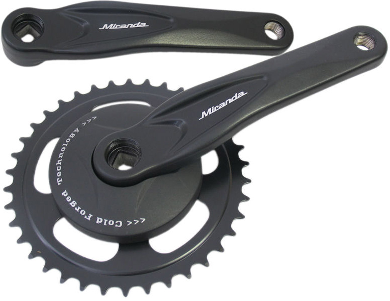 Crankstel 38T Miranda Alfa 1 voor 3/32" ketting - met 95mm disc - zwart
