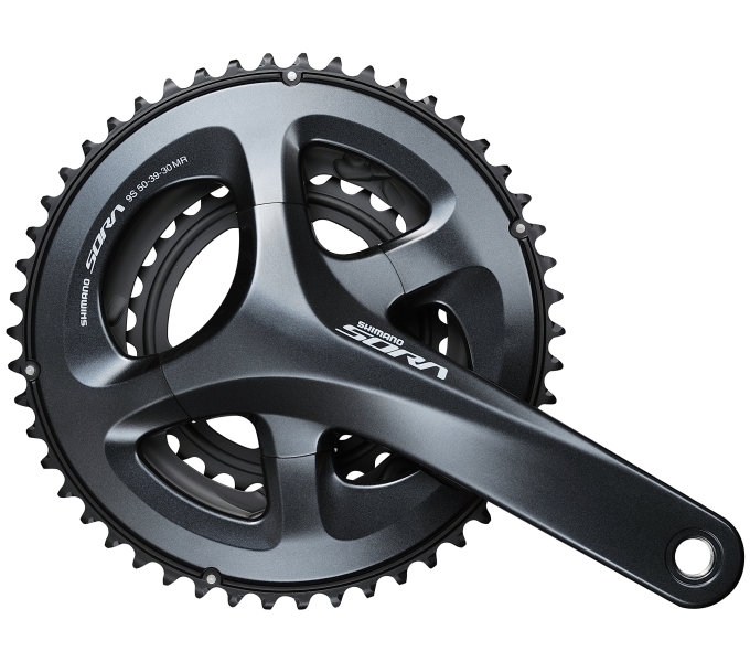 Crankstel 3 x 9 speed Shimano Sora FC-R3000 met 175mm crankarm 50-39-30T - zwart